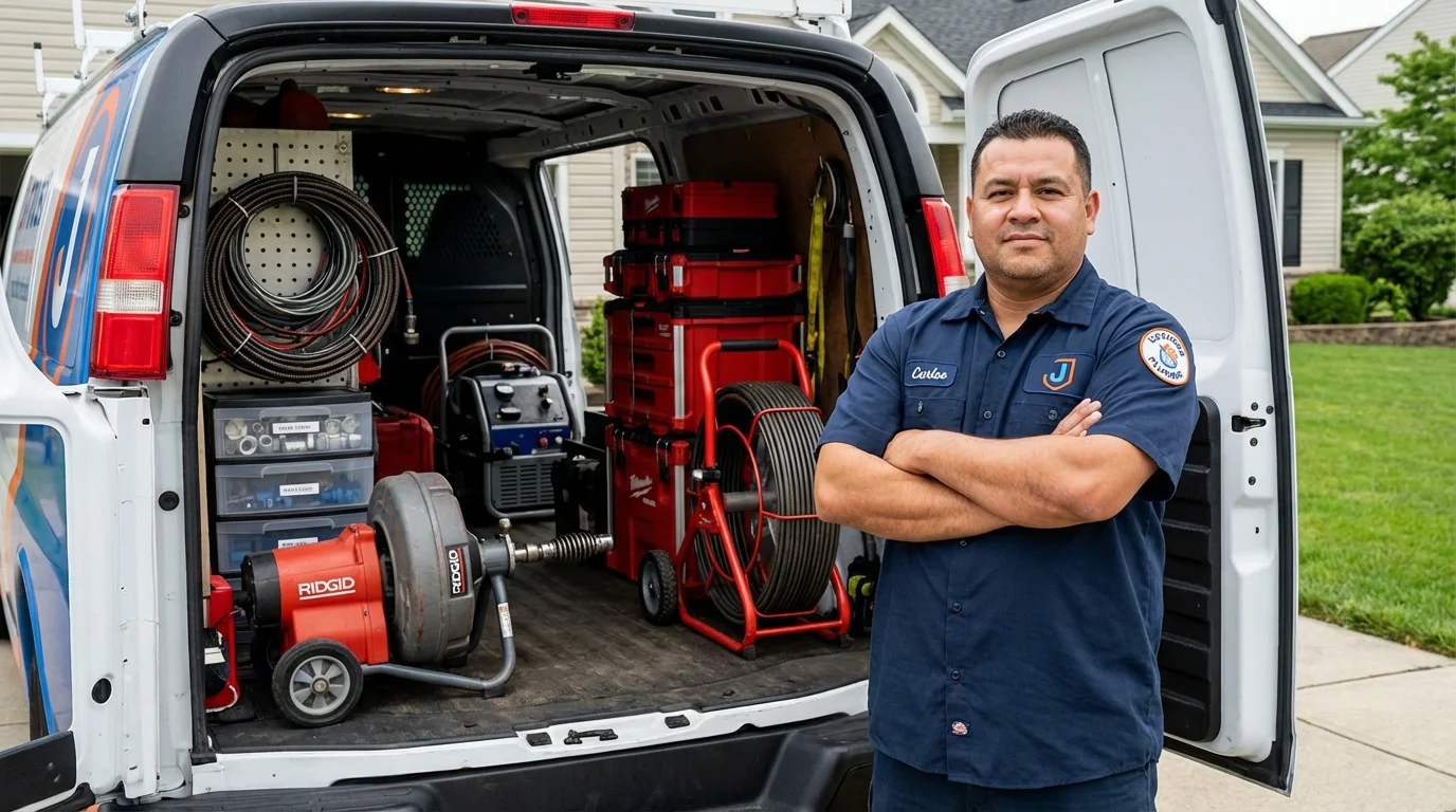 Professional drain cleaning equipment and Johns Plumbing LLC plumber in Seymour